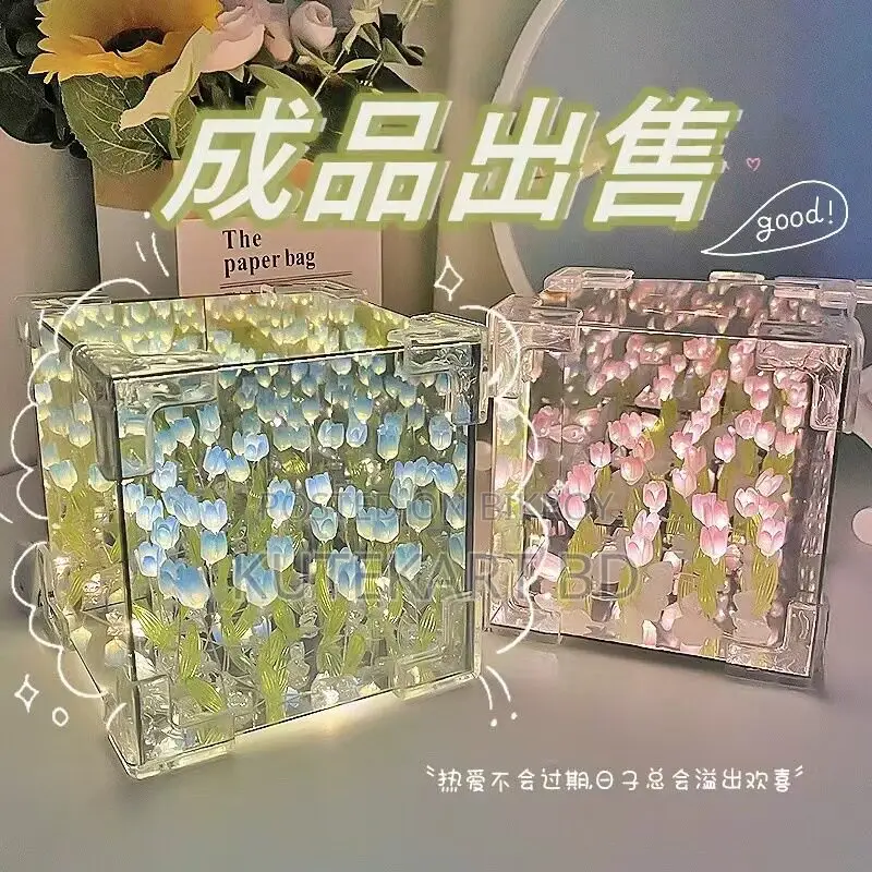 Romantic Tulip Light Cube Lamp – 16 Tulips 16 LED Lights | Cute Gift
