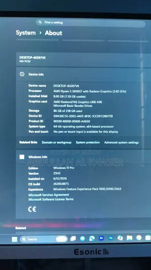 Desktop Computer MSI 8GB AMD Ryzen SSD 256GB