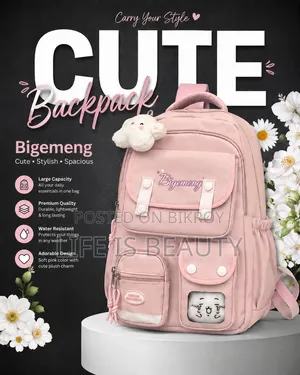 Cute Kawaii Backpack for Girls | Stylish School College Bag