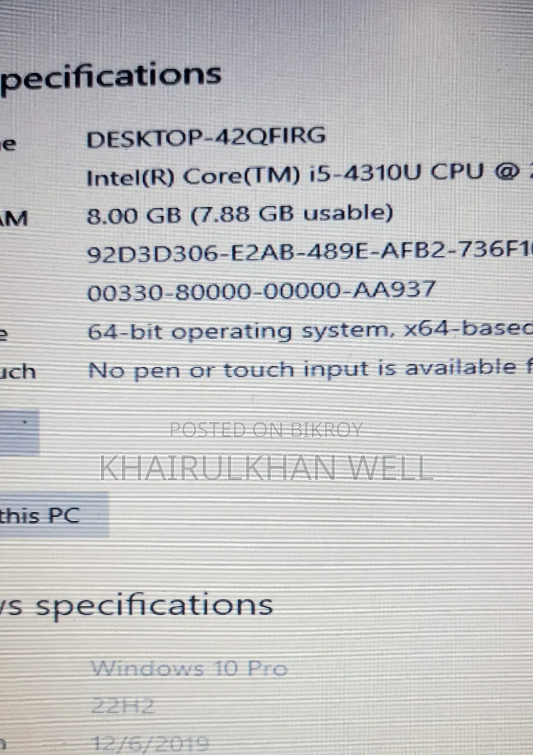 Laptop HP EliteBook Folio 8GB Intel Core I5 SSD 256GB