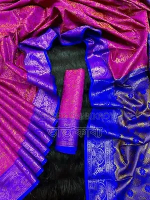 কাঞ্জি কাতান শাড়ি ব্লাউজ পিস সহ।