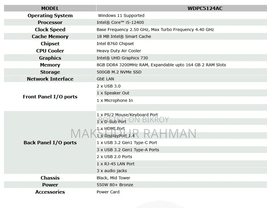 New Desktop Computer 8GB Intel Core I5 HDD 500GB