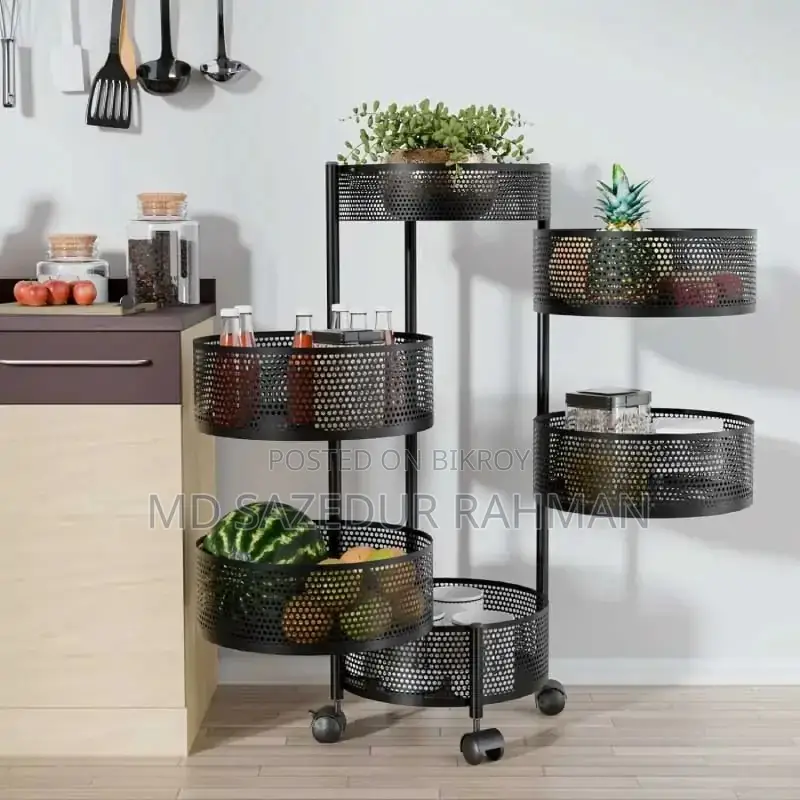6 Layer Square Shape Round Shape Kitchen Rack