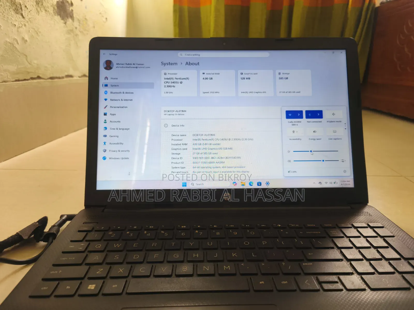 Laptop HP 15 4GB Intel Pentium HDD 500GB