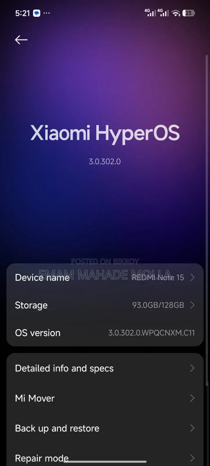 Xiaomi Redmi Note 15 128 GB Silver