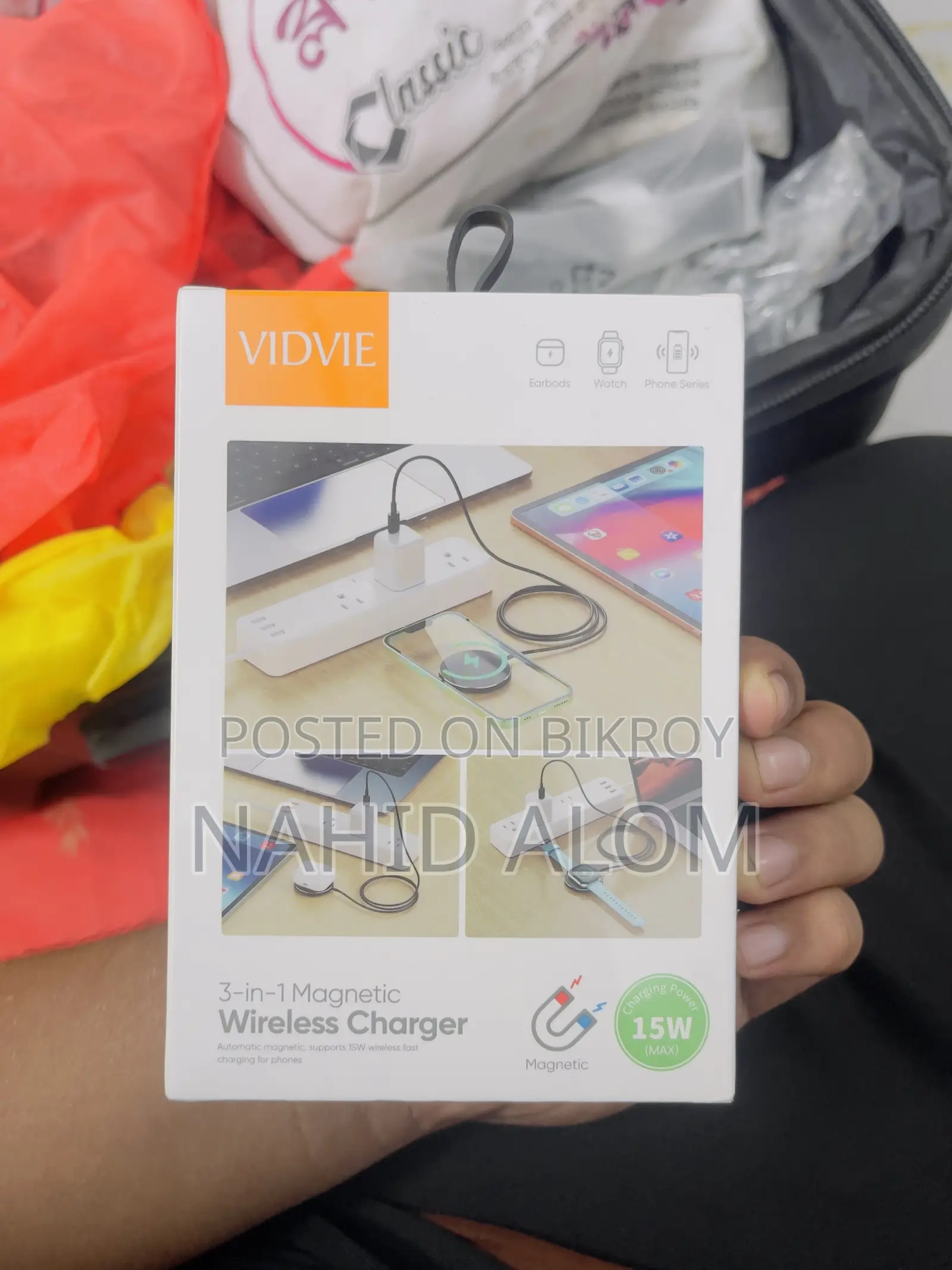 VIDVIE WLC1426 3-in-1 Magnetic Wireless Charger – Brand New