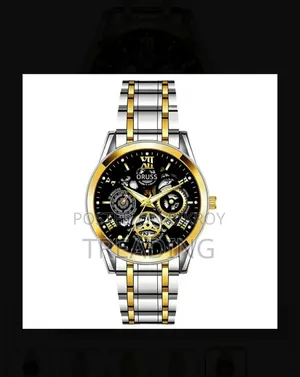ORUSS Hollow-Out Skeleton Calendar Quartz Watch.