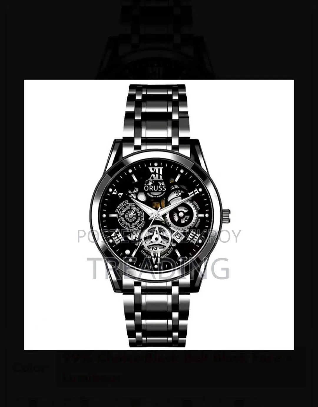 ORUSS Hollow-Out Skeleton Calendar Quartz Watch.