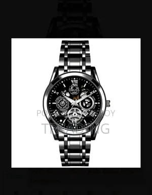 ORUSS Hollow-Out Skeleton Calendar Quartz Watch.