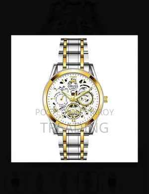 ORUSS Hollow-Out Skeleton Calendar Quartz Watch.