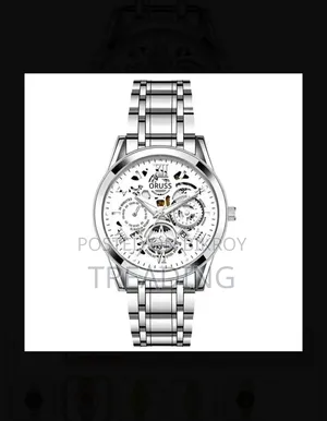 ORUSS Hollow-Out Skeleton Calendar Quartz Watch.