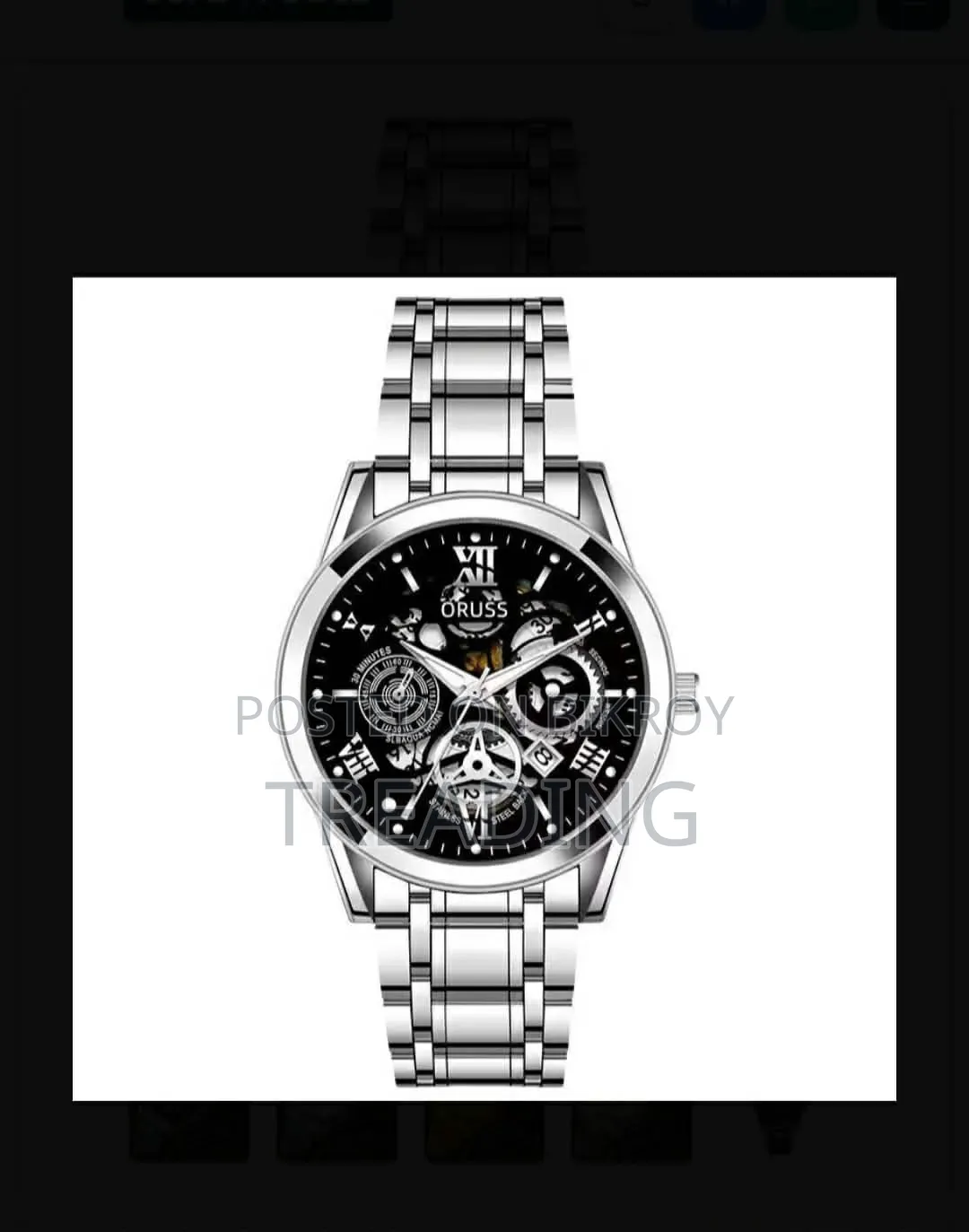 ORUSS Hollow-Out Skeleton Calendar Quartz Watch.