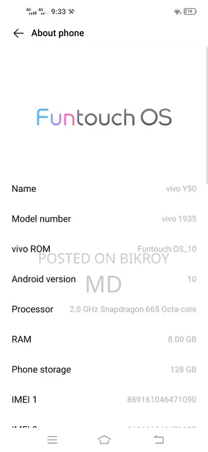 ভিভো ওয়াই৫০ ১২৮ জিবি ব্লু