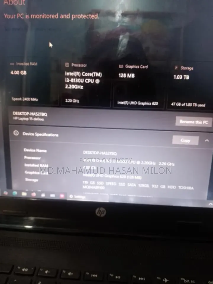 Laptop HP 15 4GB Intel Core I3 HDD+SSD 1T