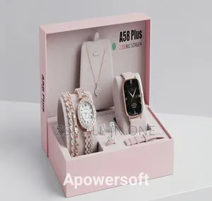 A58 Plus Smart Watch Luxury Jewelry Gift Combo Set for Women