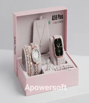 A58 Plus Smart Watch Luxury Jewelry Gift Combo Set for Women
