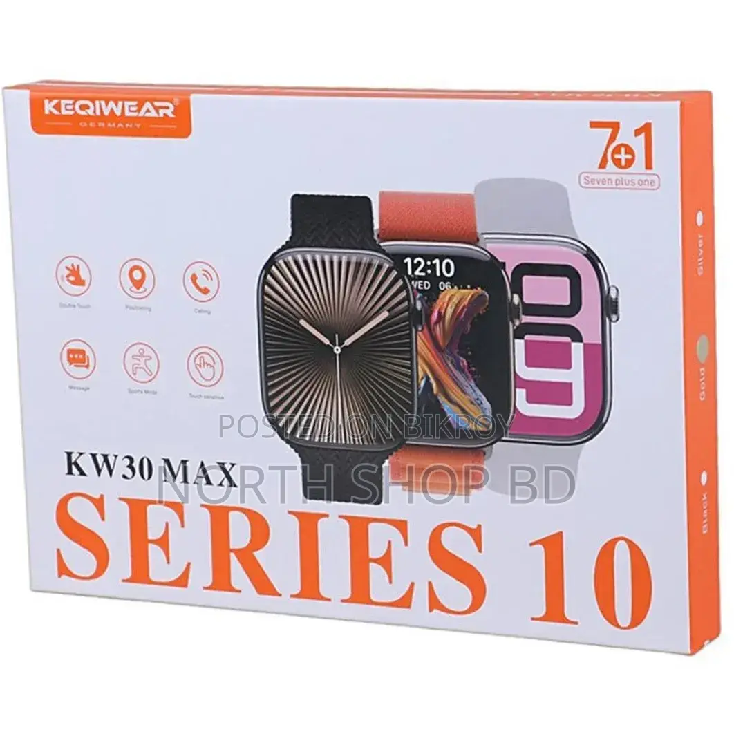 Keqiwear KW30 Max Smart Watch With 7 Pairs of Straps (7+1 Combo)