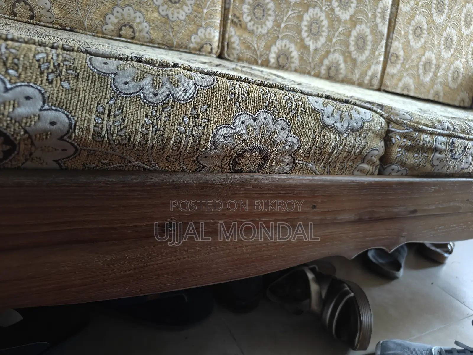 Solid Wood 5-Seater Sofa Set (3-Seater + 2 Single Sofas)