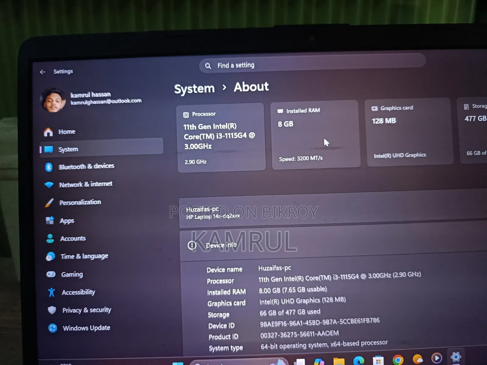 Laptop HP 14s 8GB Intel Core i3 512GB SSD