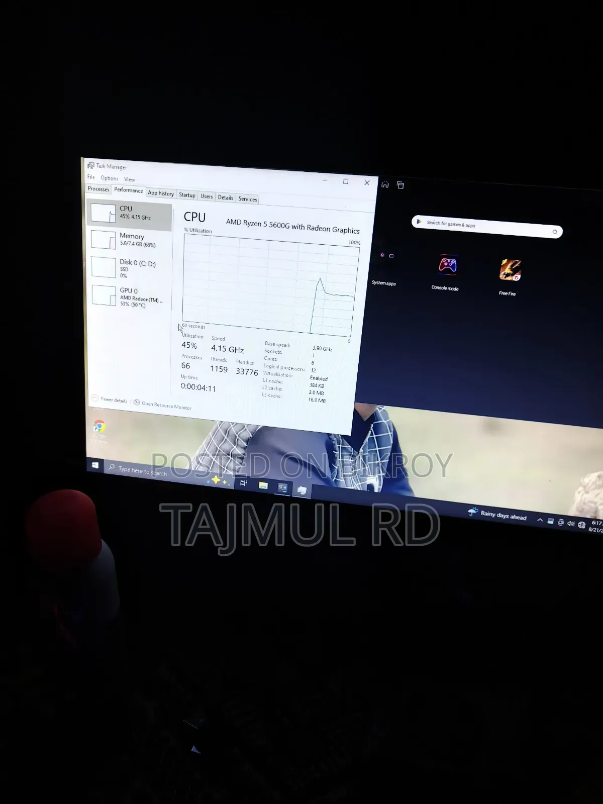 Desktop Computer ASUS 8GB AMD Ryzen 5 SSD 128GB