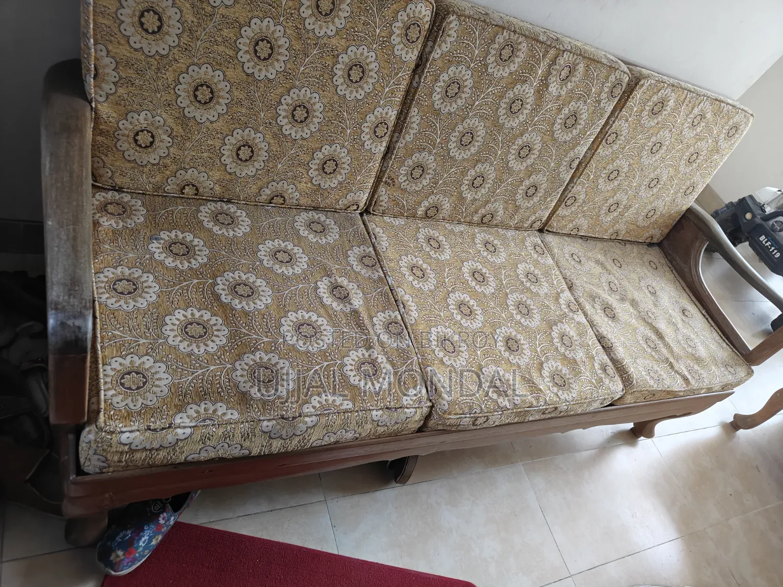 Solid Wood 5-Seater Sofa Set (3-Seater + 2 Single Sofas)