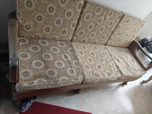 Solid Wood 5-Seater Sofa Set (3-Seater + 2 Single Sofas)