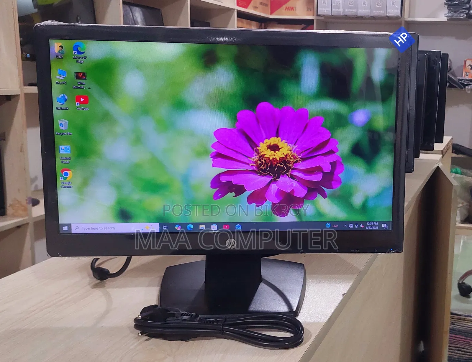 20-inch HP Original Brand LED Monitor, 100% fresh, with no scratches or spots of any kind.