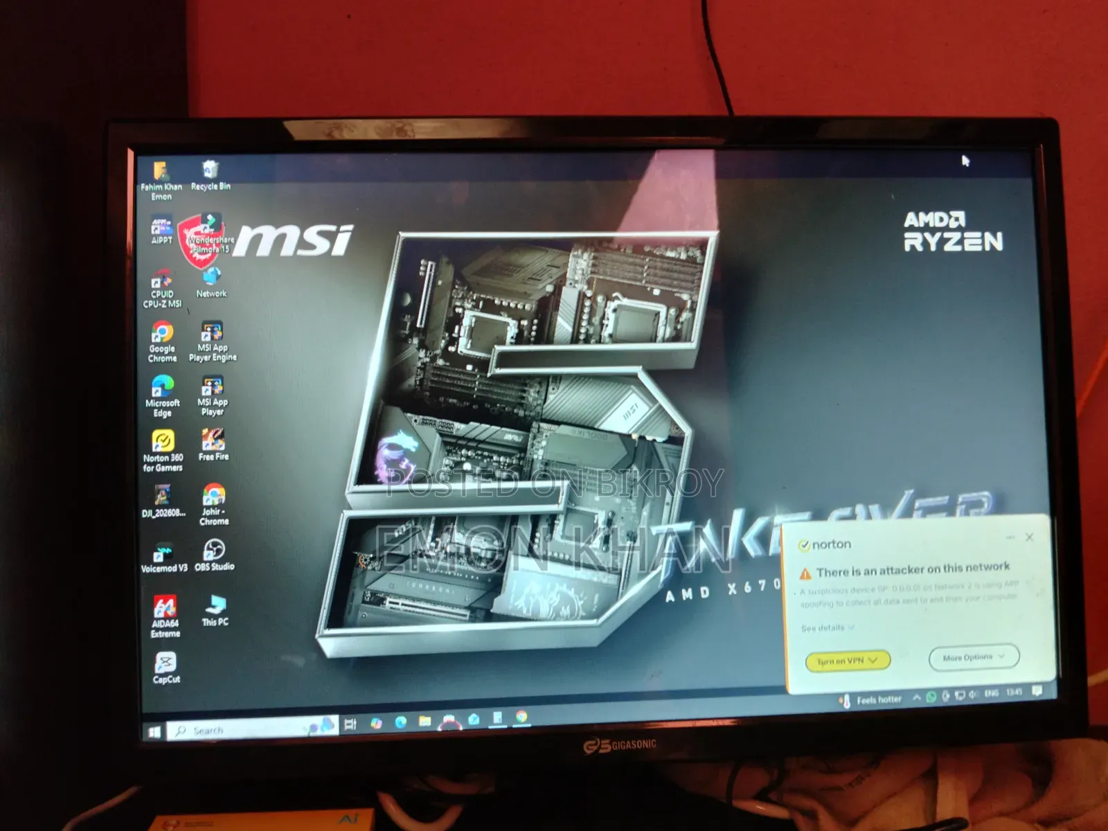 Desktop Computer MSI 8GB AMD Ryzen 5 SSD 256GB