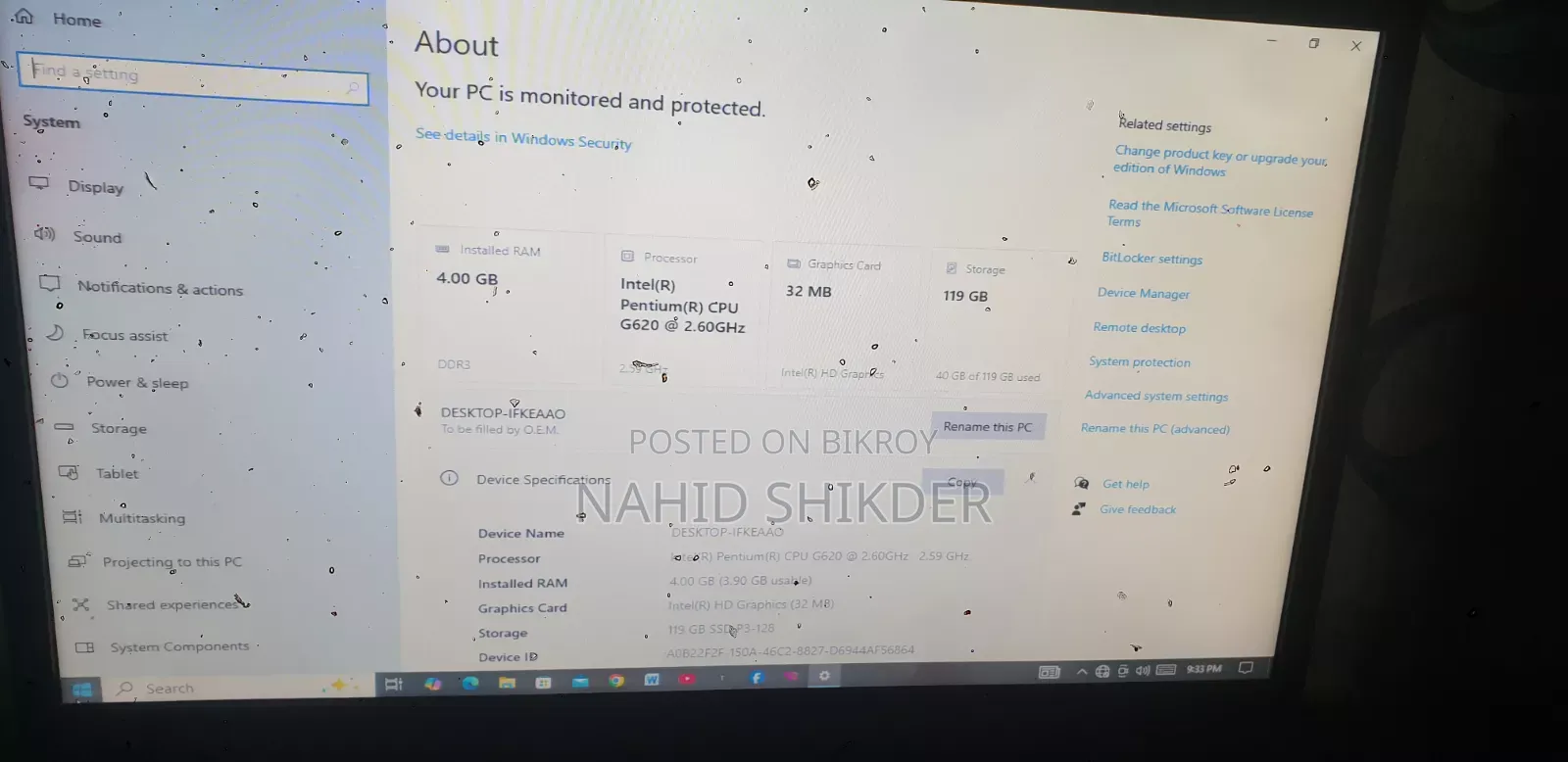 Desktop Computer 4GB SSD 128GB