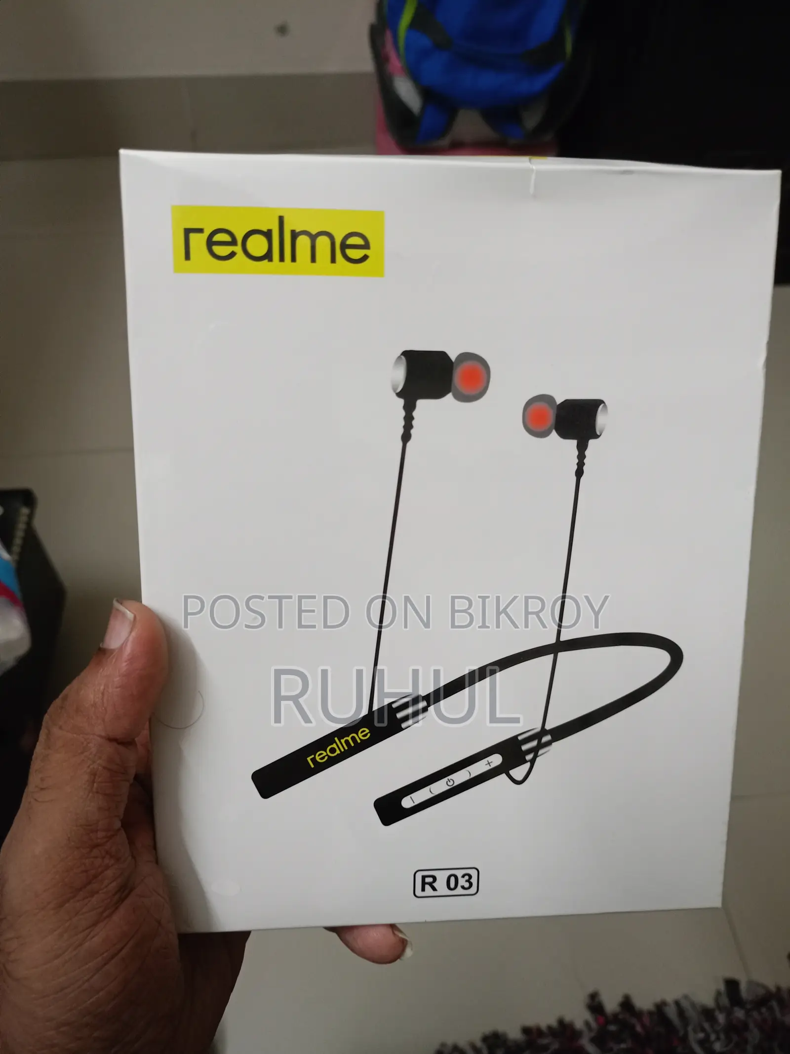 Realme Headphones Wireless R 03, Black, Neckband