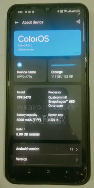 Oppo A77s 128 GB Black