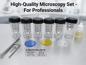 Professional Microscope Objective Lens – 6 Piece With Immersion Oil