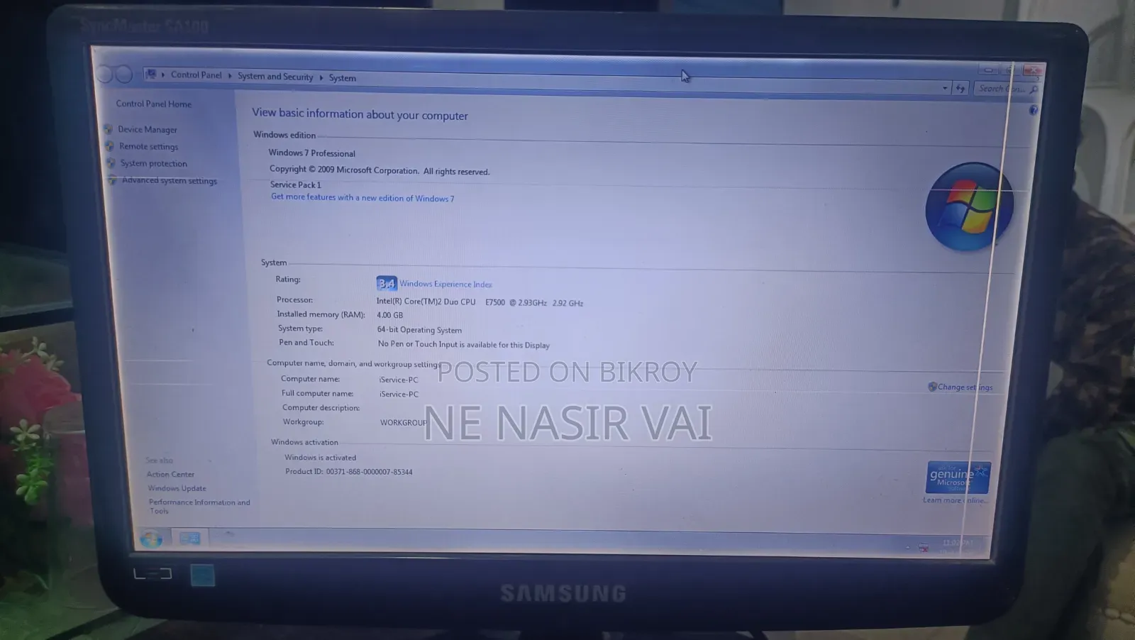Desktop Computer 4gb SSD 256gb