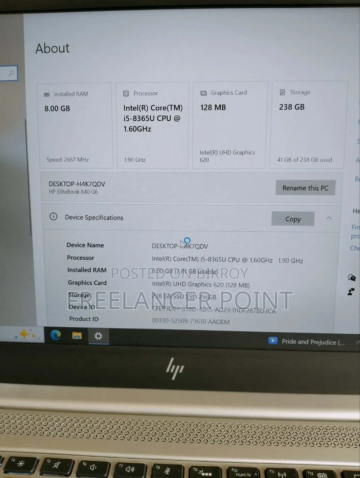 Laptop HP EliteBook 840 G6 8GB Intel Core I5 SSD 256GB