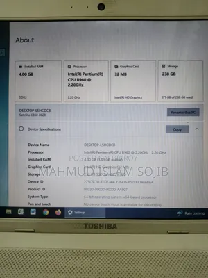 Laptop Toshiba Satellite C850 4GB Intel Core 2 Duo SSD 256GB