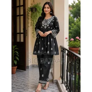 Pure Cotton Floral Embroidered 2-Piece Set