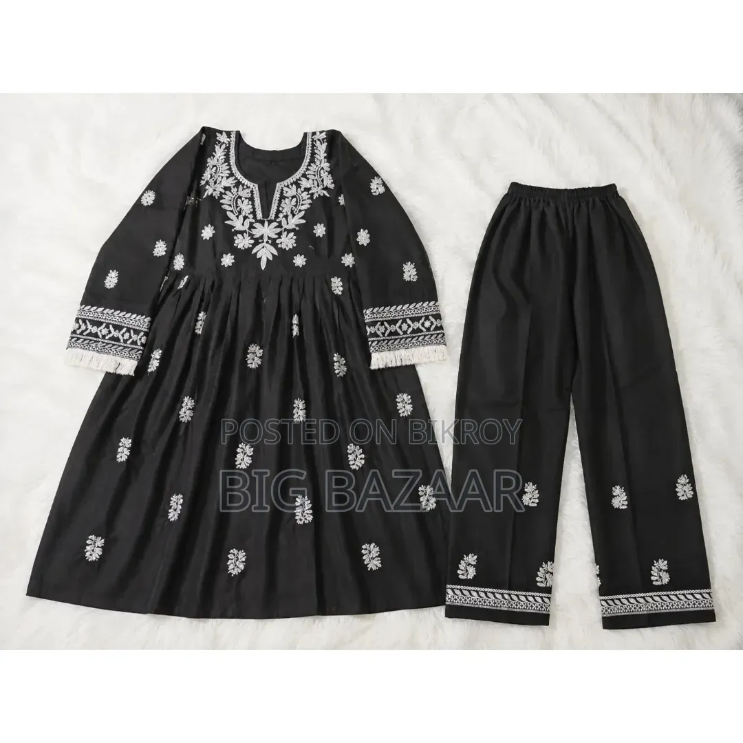 Pure Cotton Floral Embroidered 2-Piece Set