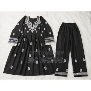 Pure Cotton Floral Embroidered 2-Piece Set