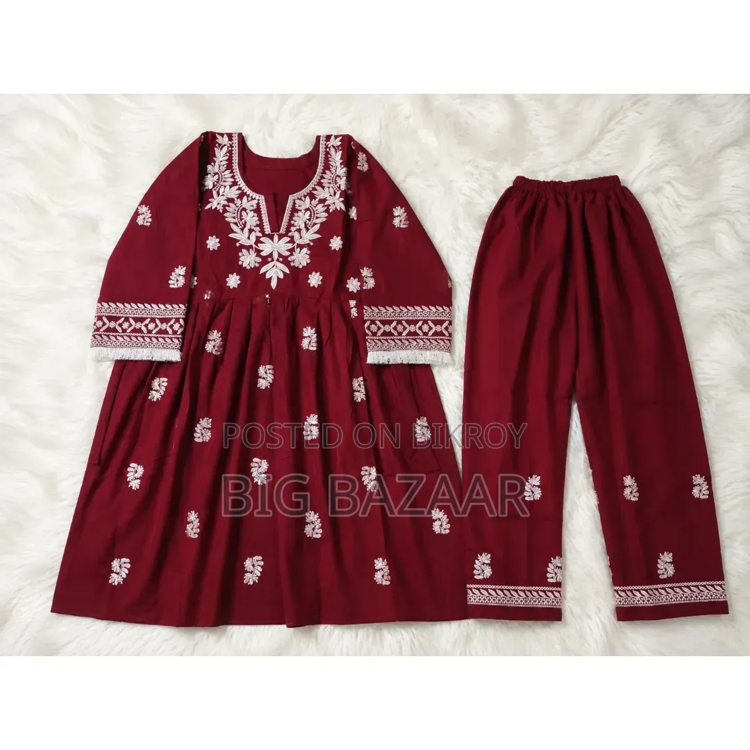 Pure Cotton Floral Embroidered 2-Piece Set