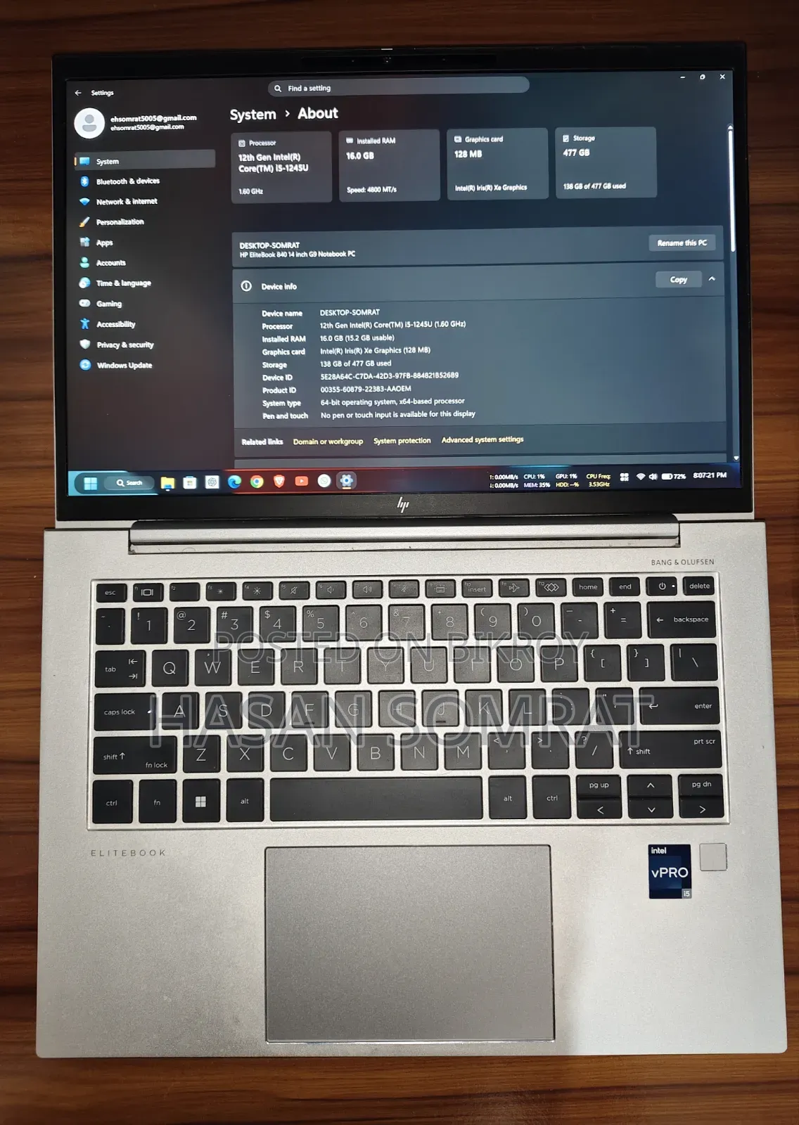 Laptop HP EliteBook 840 G9 16GB Intel Core i5 SSD 512GB