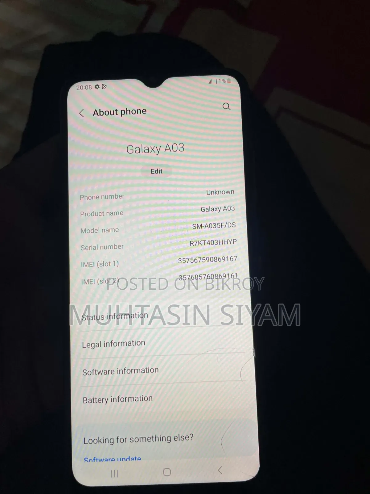 স্যামসাং গ্যালাক্সি এ০৩ ৬৪ জিবি ব্লু