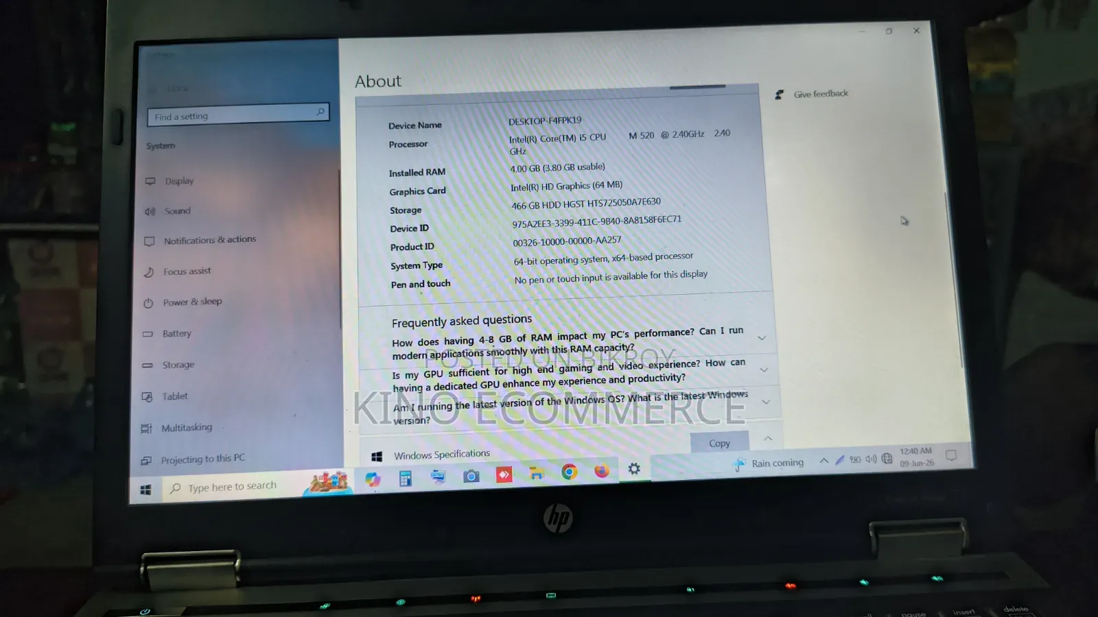 Laptop HP EliteBook 8440P 4GB Intel Core I5 HDD 500GB