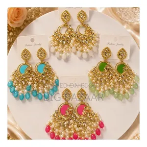 Royal Kundan Pearl Chandbali Earrings