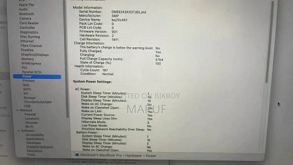 Laptop Apple MacBook 2019 32GB Intel Core I9 SSD 500GB