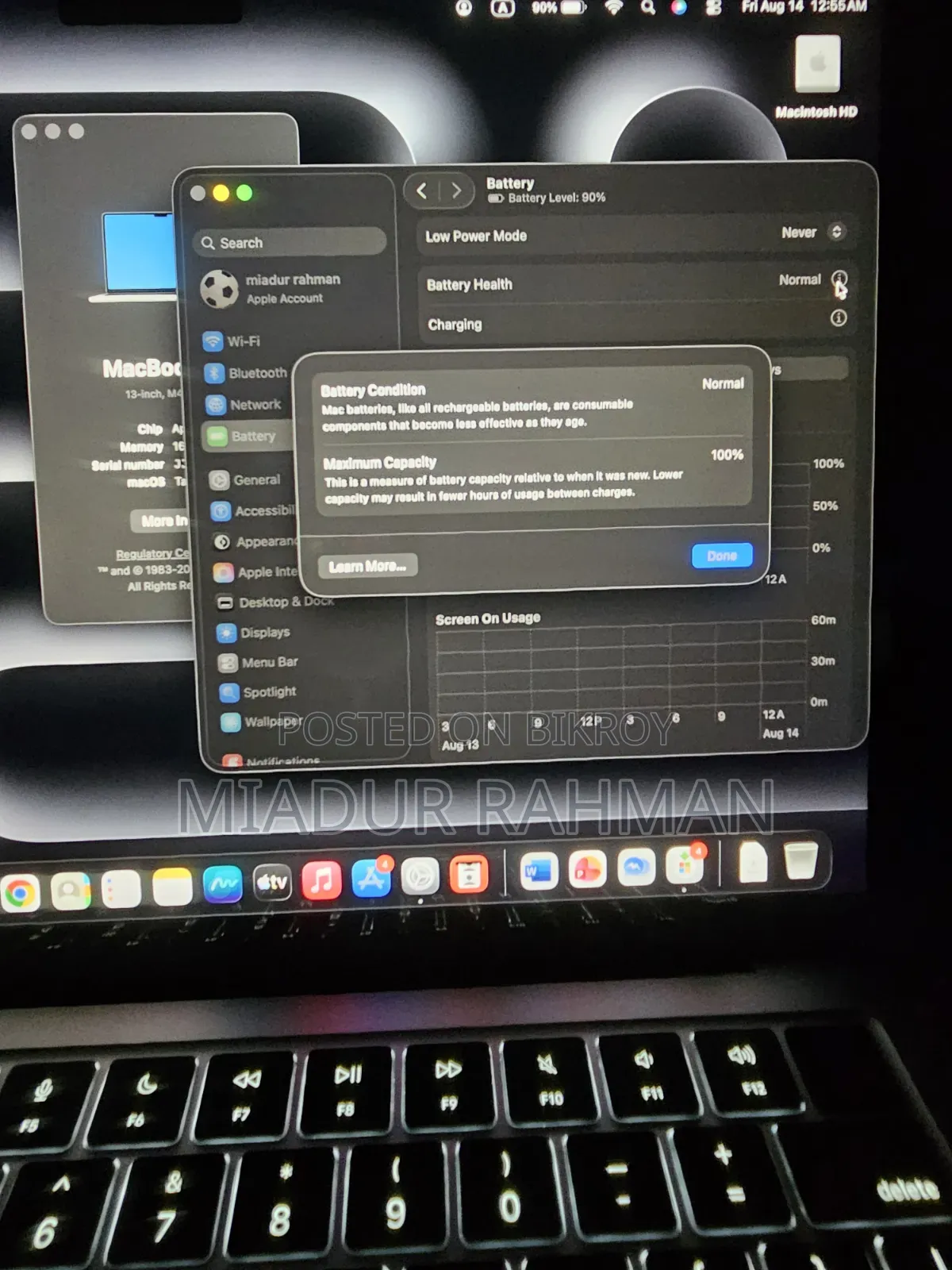 Laptop Apple MacBook 16GB Apple M4 HDD+SSD 256GB