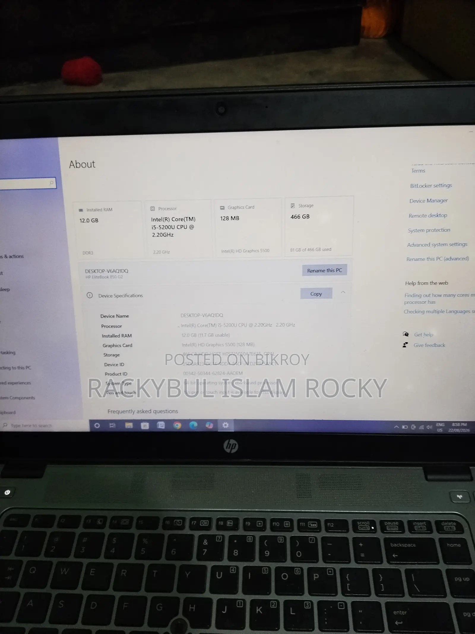 Laptop HP EliteBook 850 G2 12GB Intel Core I5 HDD+SSD 500GB