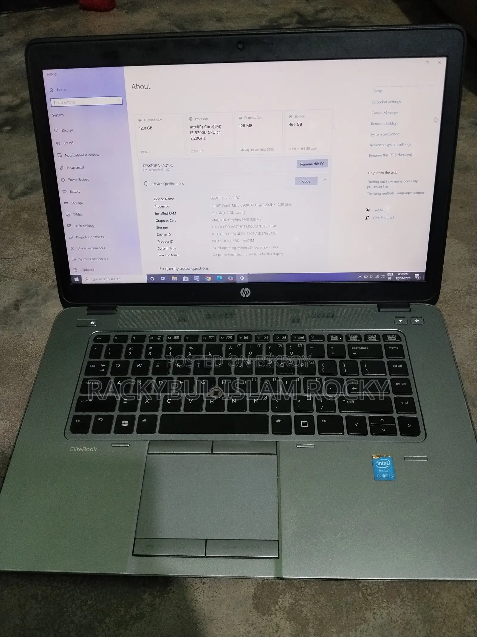 Laptop HP EliteBook 850 G2 12GB Intel Core I5 HDD+SSD 500GB