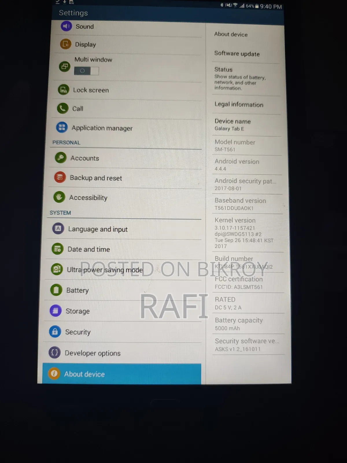 Samsung Galaxy Tab E SM-T561 8 GB Black