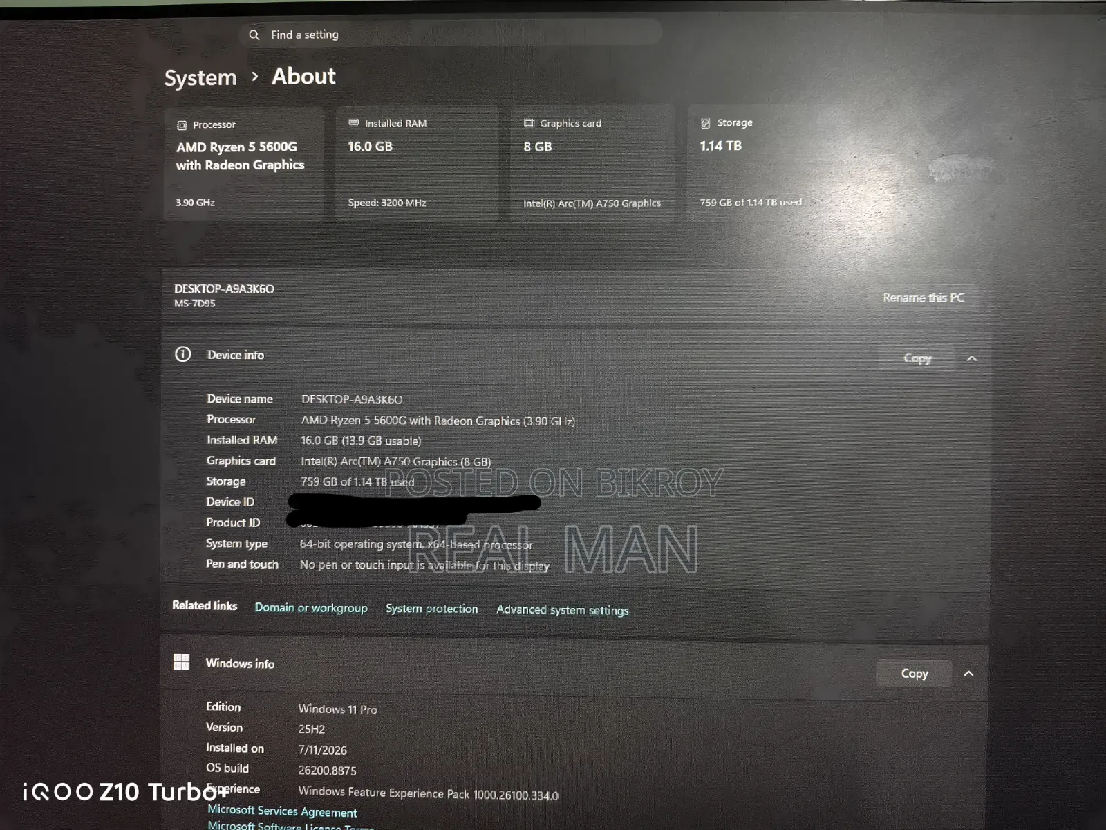 Desktop Computer 16GB AMD Ryzen SSHD+SSD 1T