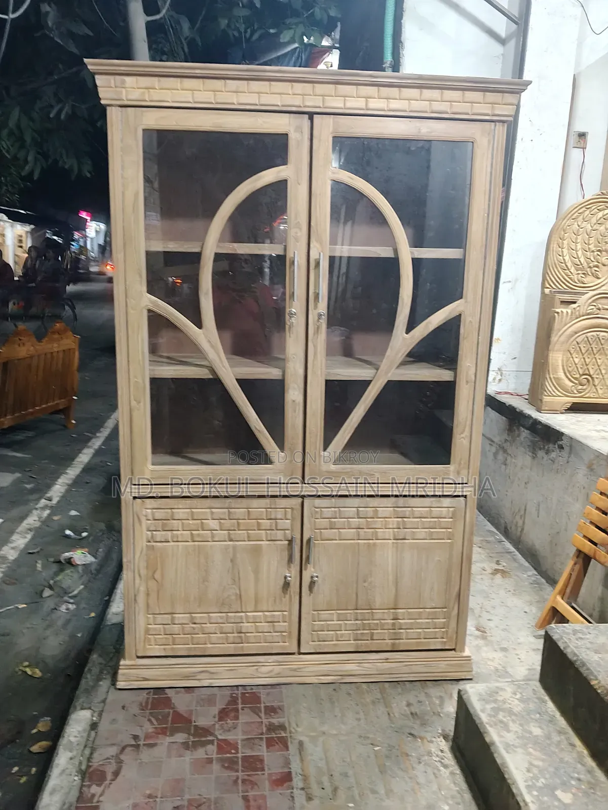শোকেস ৪*৬ ফিট, সেগুন কাঠ